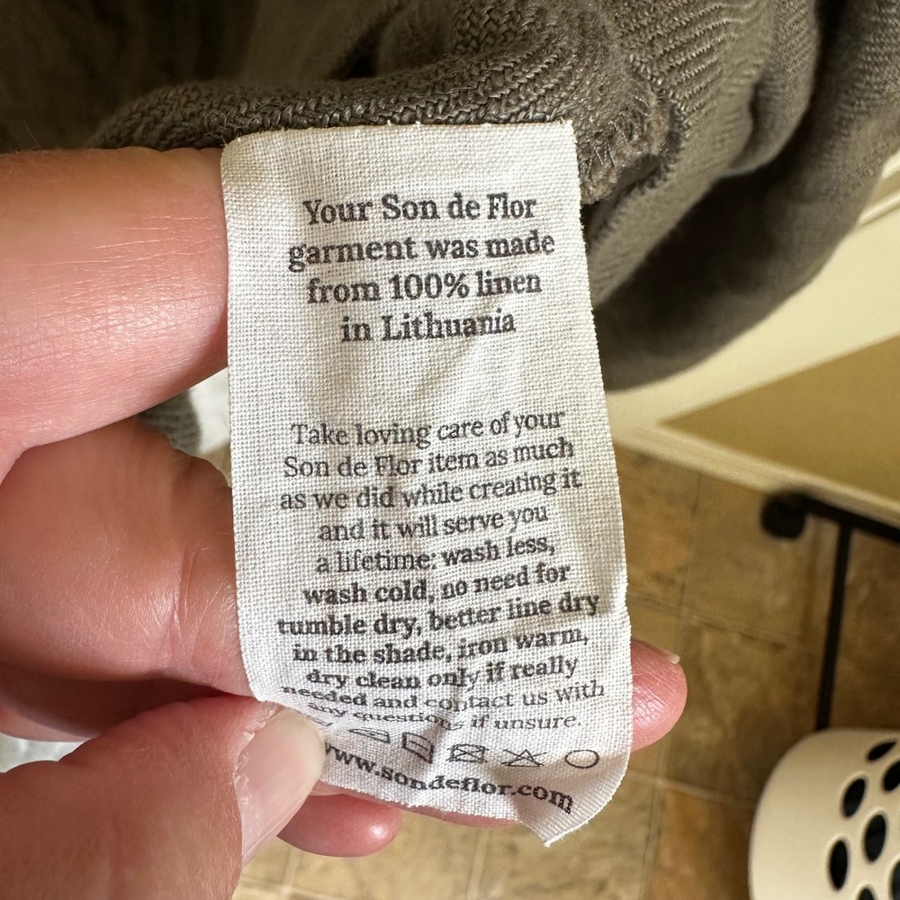 Son de Flor Sophie Linen Dress Cottagecore Midi Peter Pan Collar Long Sleeve S - Picture 4 of 9